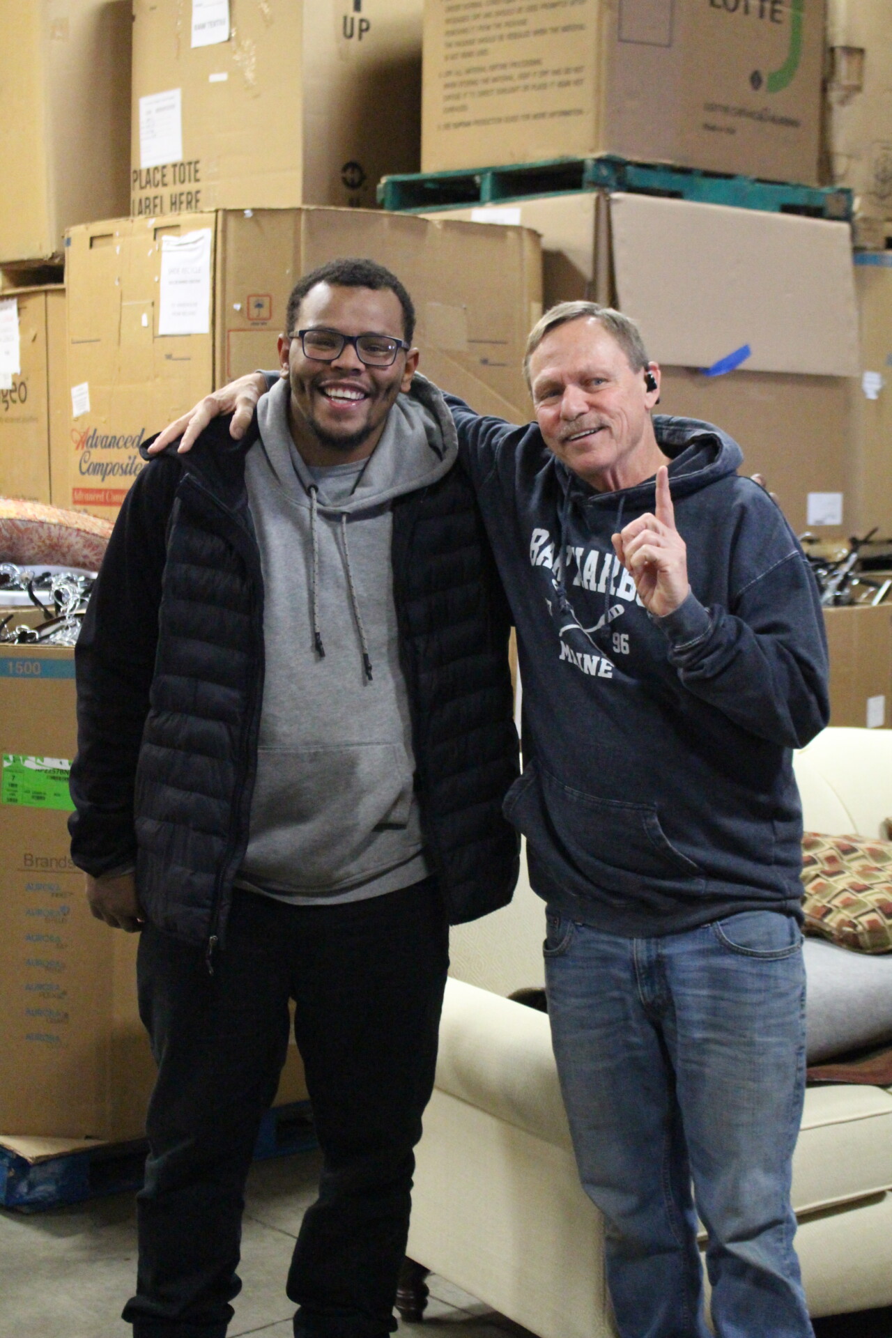 Hakeem and Ron at Mel Trotter Thrift Distribution Center